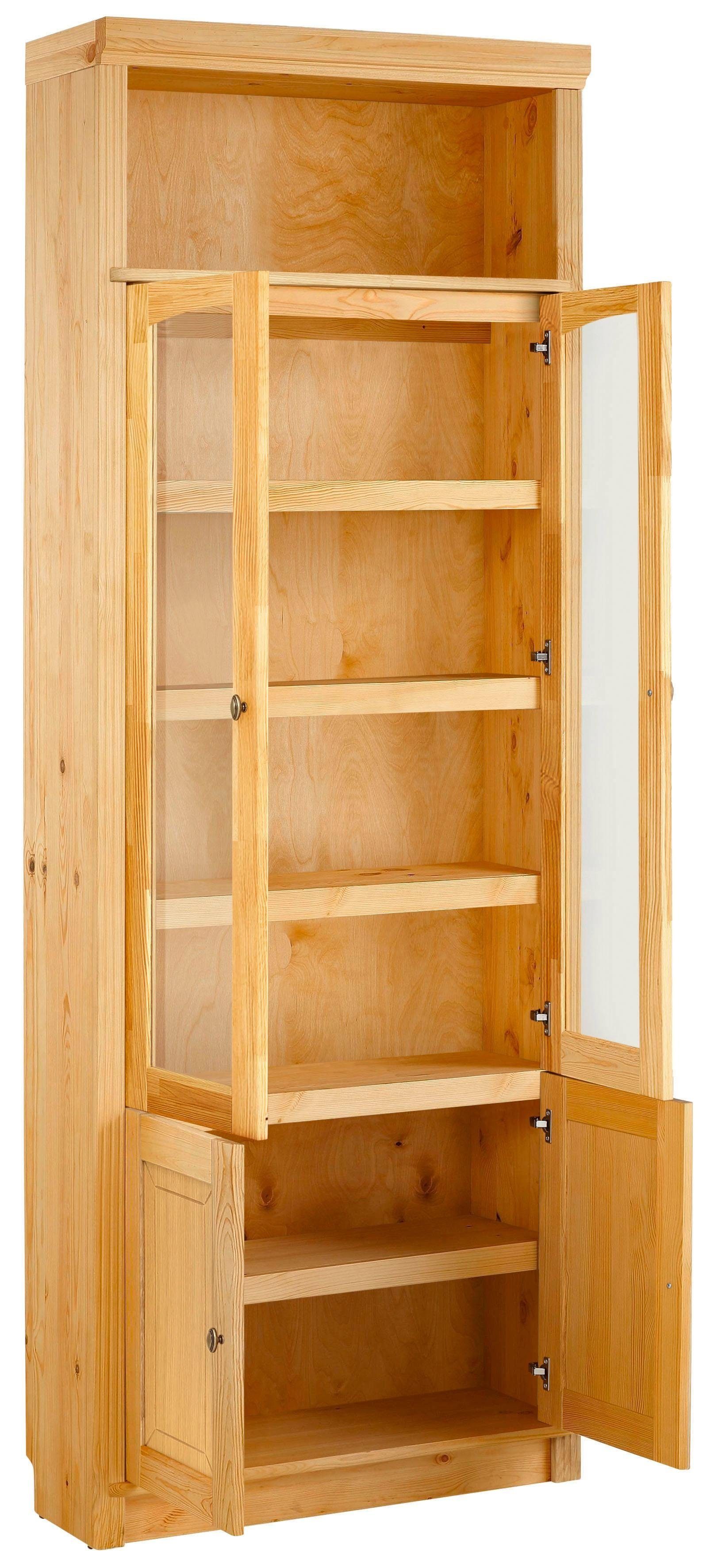 Home affaire Bücherregal Soeren, massiver Kiefer, in 2 Höhen, Tiefe 29 cm, Türen mit Klarglas Einsatz
