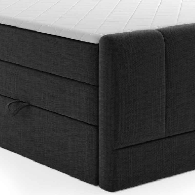 Möbel Punkt Boxspringbett LONDON mit Bettkasten 180 x 200 cm Webstoff Schwarz Bett Bettkasten Taschenfederkern Hotelbett