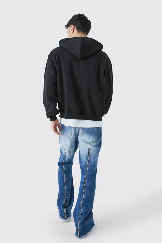 Kastiger Oversize Hoodie mit doppeltem Reißverschluss