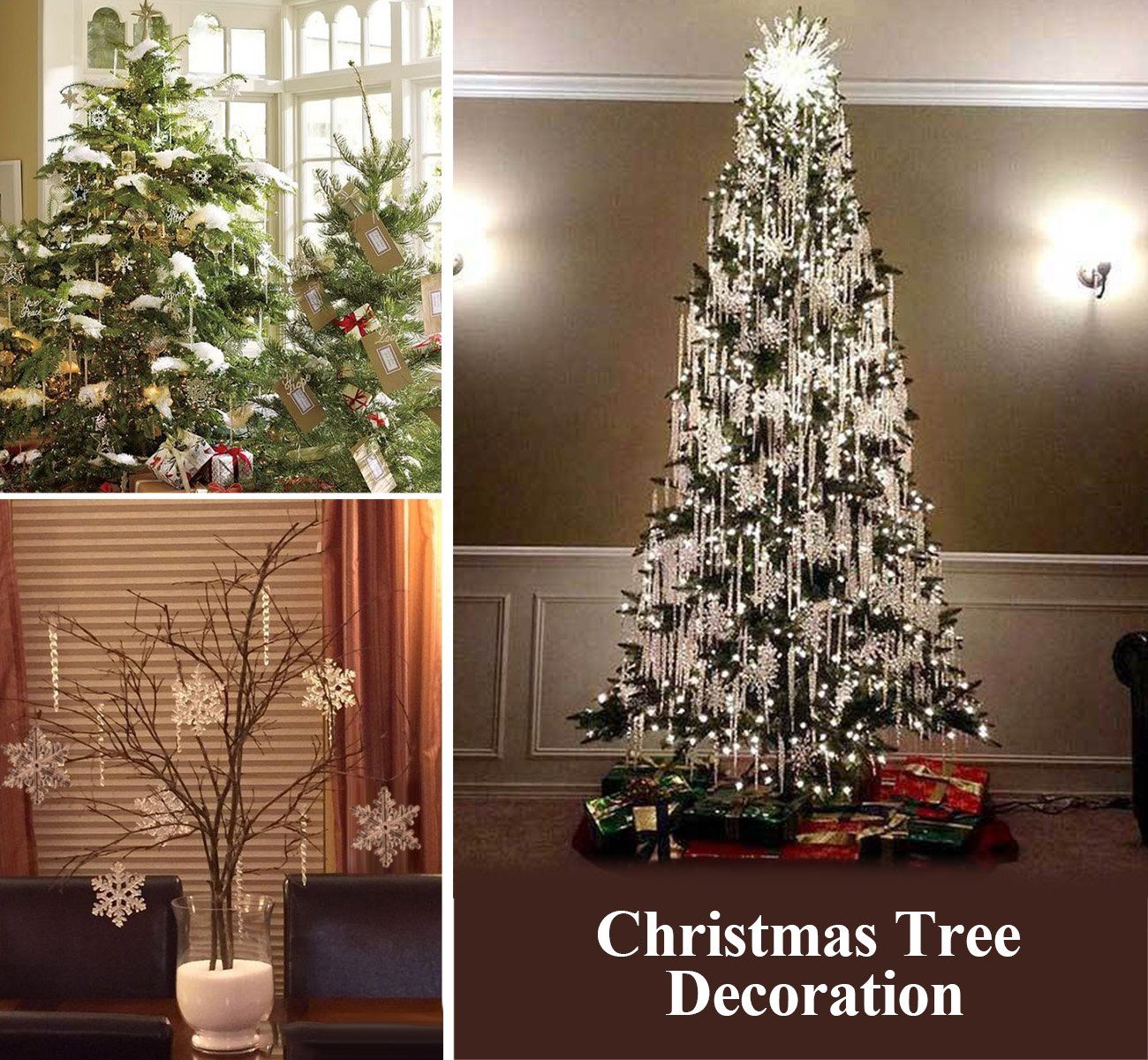 Homewit Christbaumschmuck 24tlg hängende Acryl Schneeflocke und Eiszapfen Ornamente