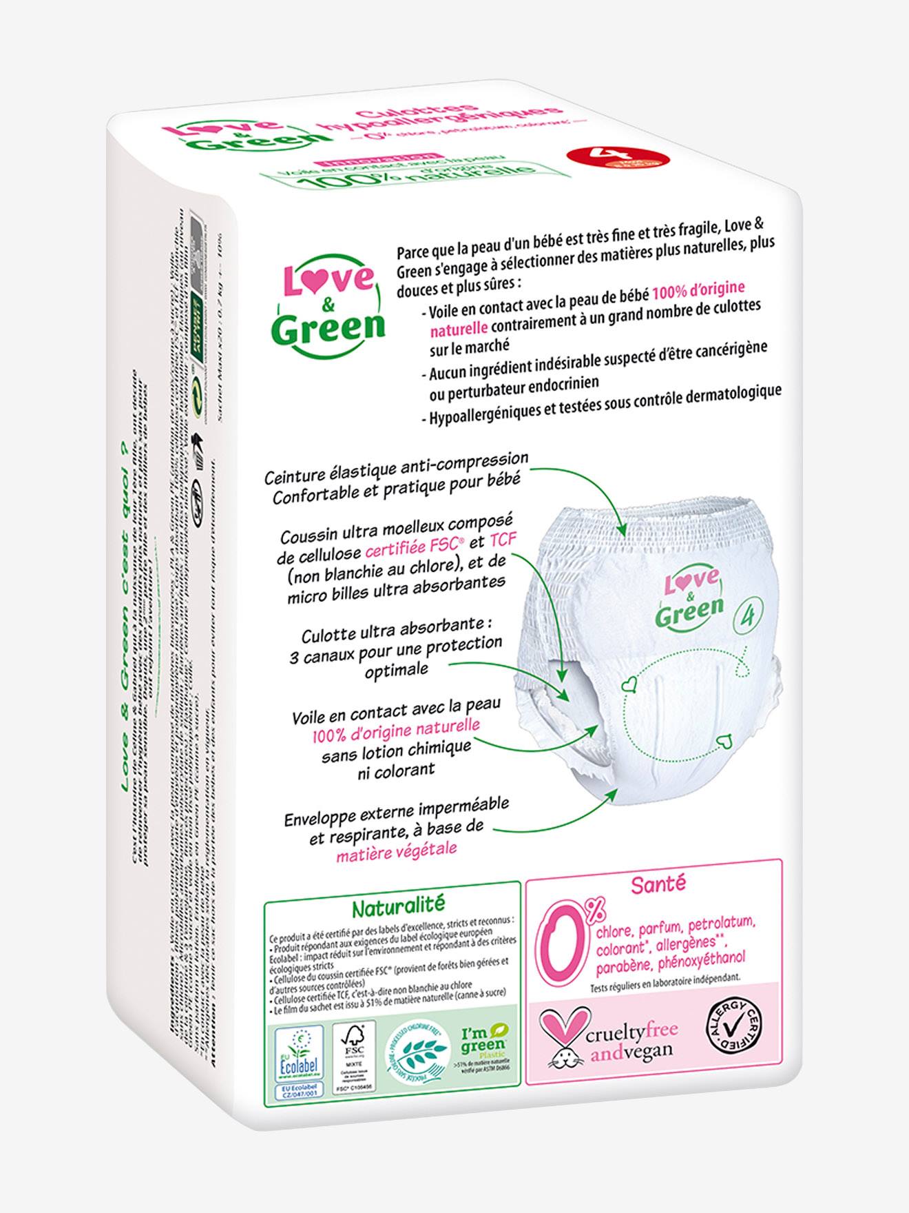 Culottes hypoallergéniques T4 x 20 LOVE & GREEN blanc