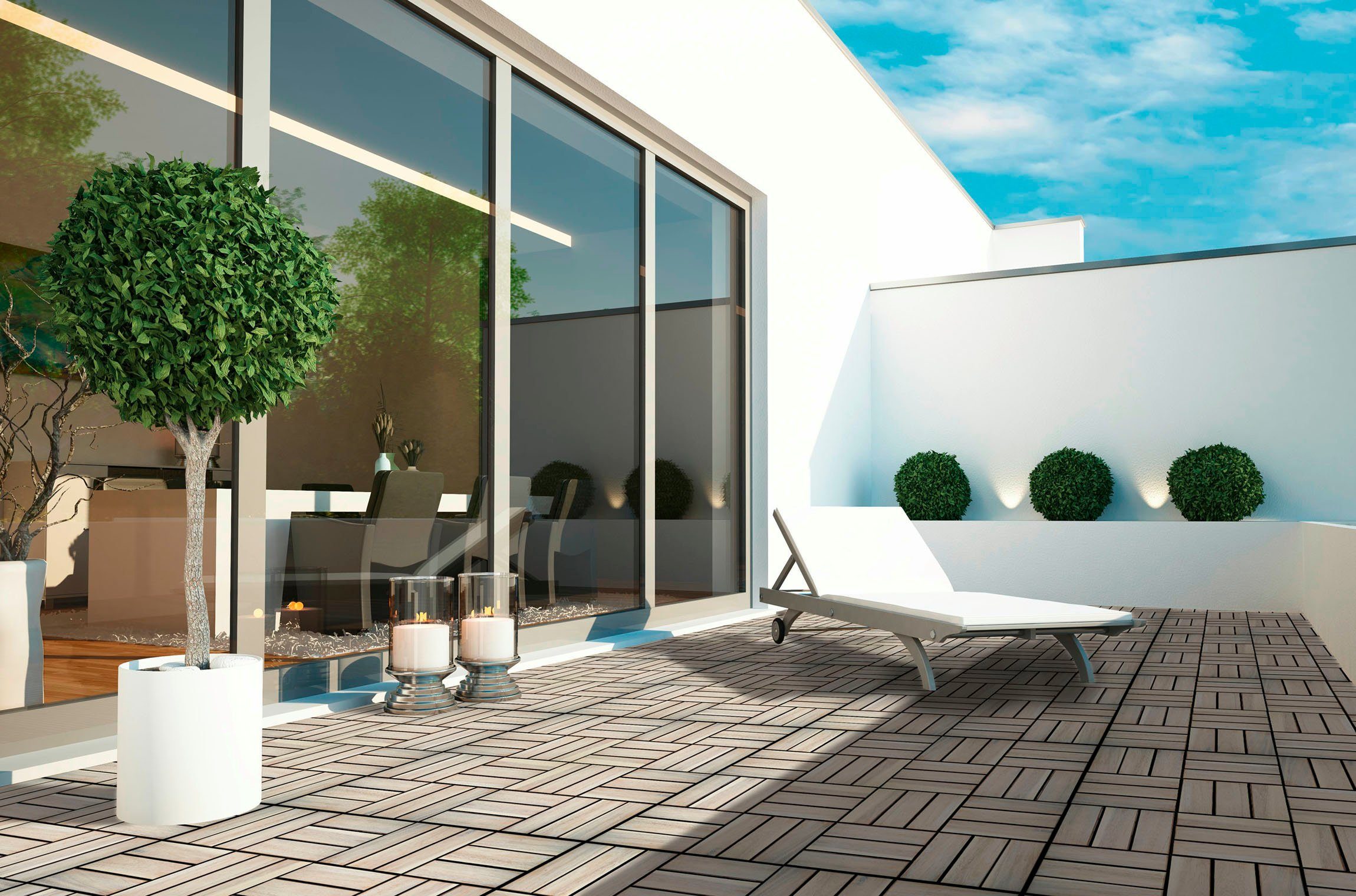 Gartenfreude Holzfliesen, Set, 10 St., 0,9 m², Akazienholz, wetterfest, mit Klickfunktion
