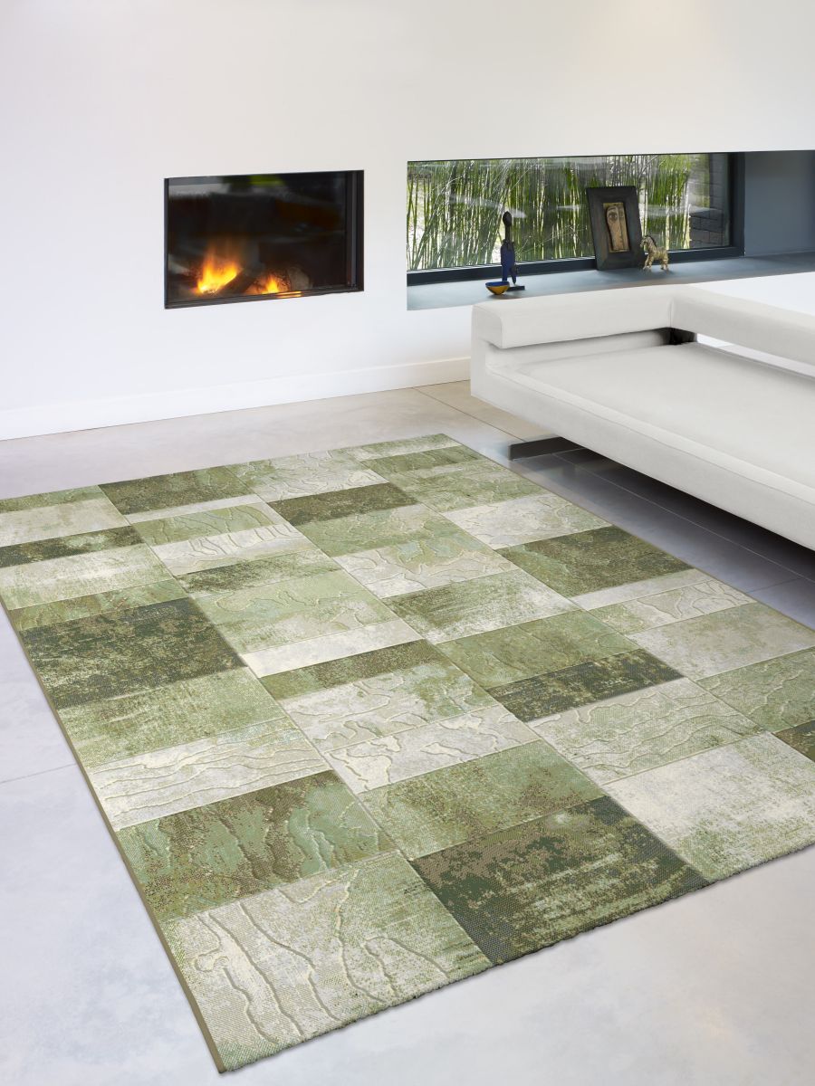 Webteppich Exellenza Beige-Grün-Hellgrün 160 x 230 cm