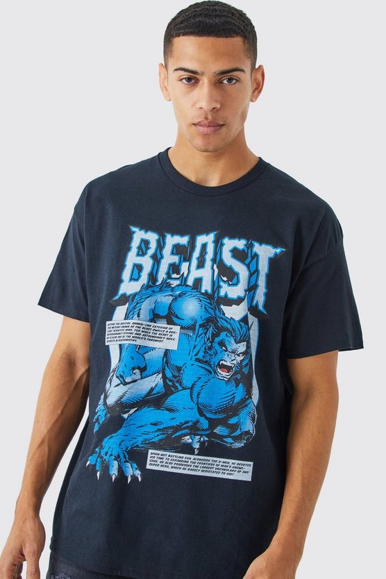 Oversize T-Shirt mit X Men Beast Print