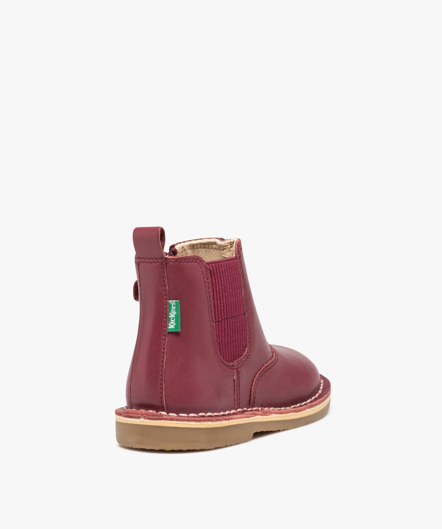 Boots bébé fille en cuir uni style Chelsea - Kickers bordeaux | GEMO