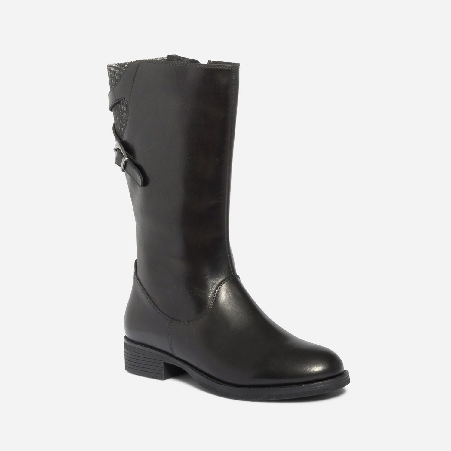 Botte noire en cuir avec bride arrière