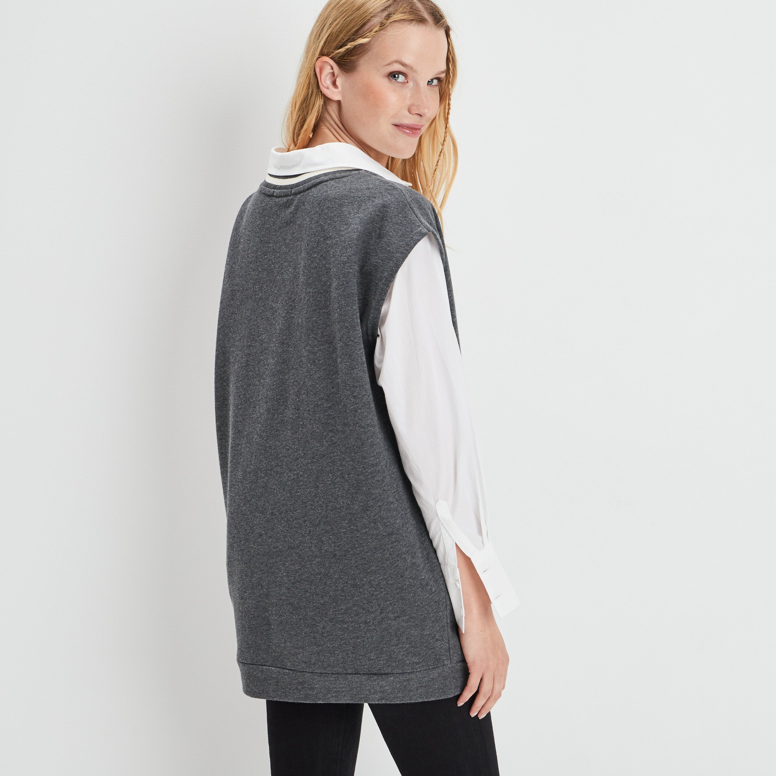 Sweat long sans manches Creeks gris foncé femme | La Halle