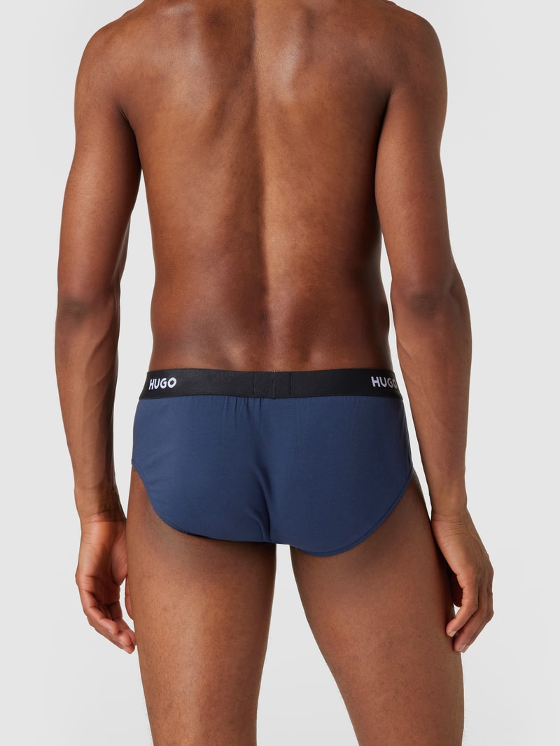 Slip mit Label-Schriftzug im 3er-Pack in dunkelblau