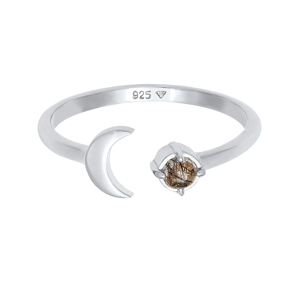 Elli Elli Bague Lune pour dames avec astre spirituel en quartz tourmaline 925/1000 arg Bague