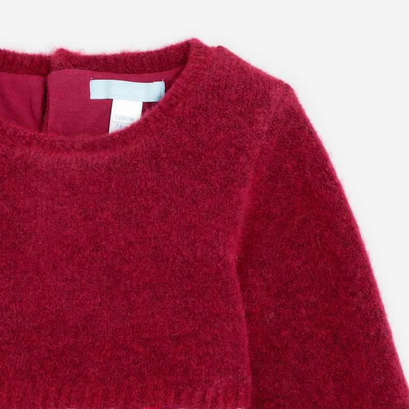 Robe bi-matière maille et seersucker rose bébé fille