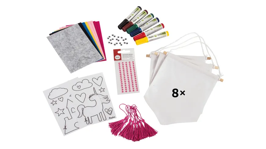 Rayher Kreativ-Set Einhorn für 8 Stoffwimpel