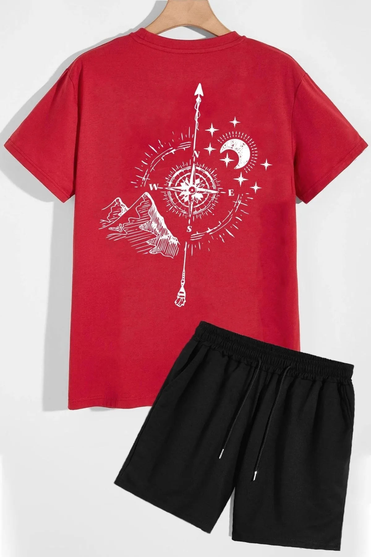 trendypassion  Compass Shorts T-Shirt-Trainingsanzug-Set