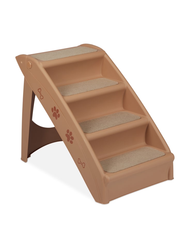 relaxdays Hundetreppe in Beige - (B)39 x (H)49 x (T)61 cm günstig kaufen onesize