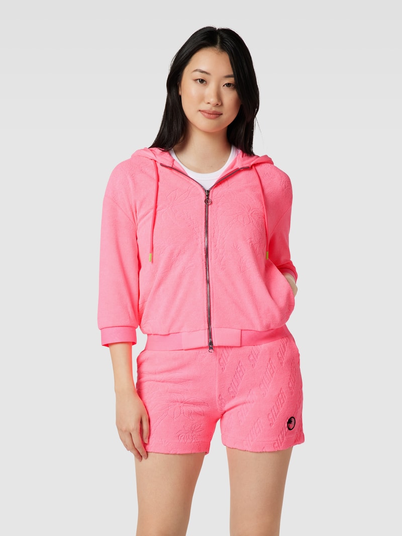 Sweatjacke mit Kapuze Modell 'LUSHY' in neon pink