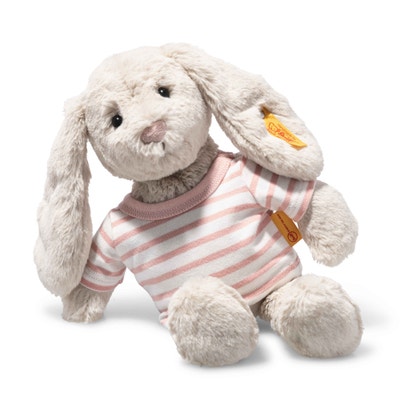 Soft Cuddly Friends Hoppie Hase mit T-Shirt, 26 cm, hellgrau