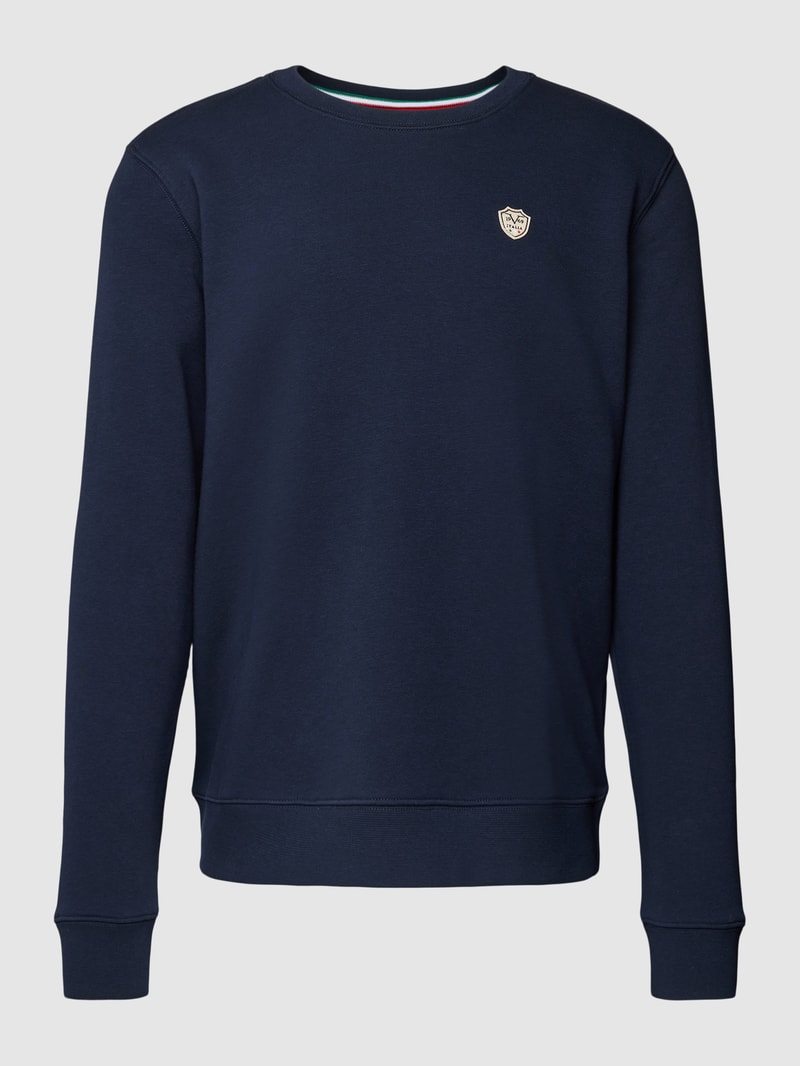 Sweatshirt mit Label-Detail Modell 'Nico' in marineblau