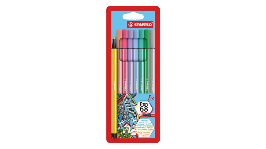 STABILO® Premium-Filzstift - STABILO Pen 68 - 8er Pack - Pastellfarben sortiert