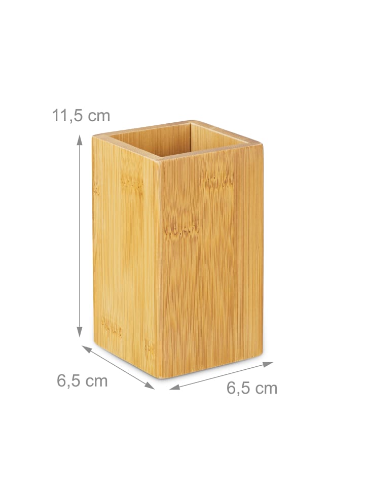 relaxdays 3 x Zahnputzbecher in Natur günstig kaufen onesize