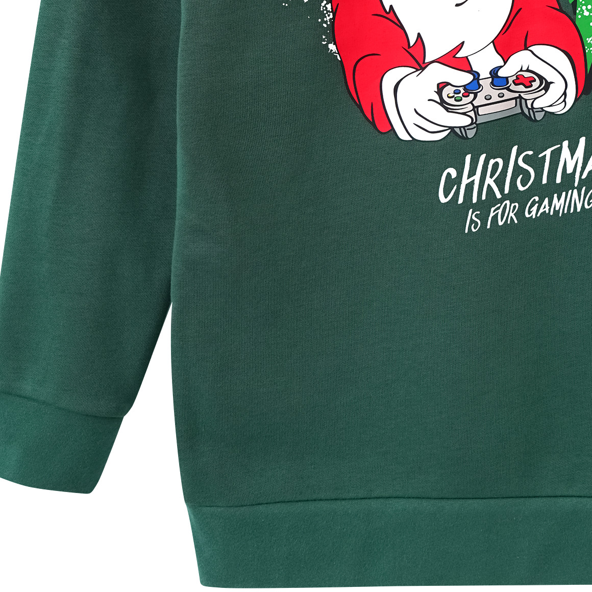 Jungen Weihnachtssweatshirt mit großem Print dunkelgrün