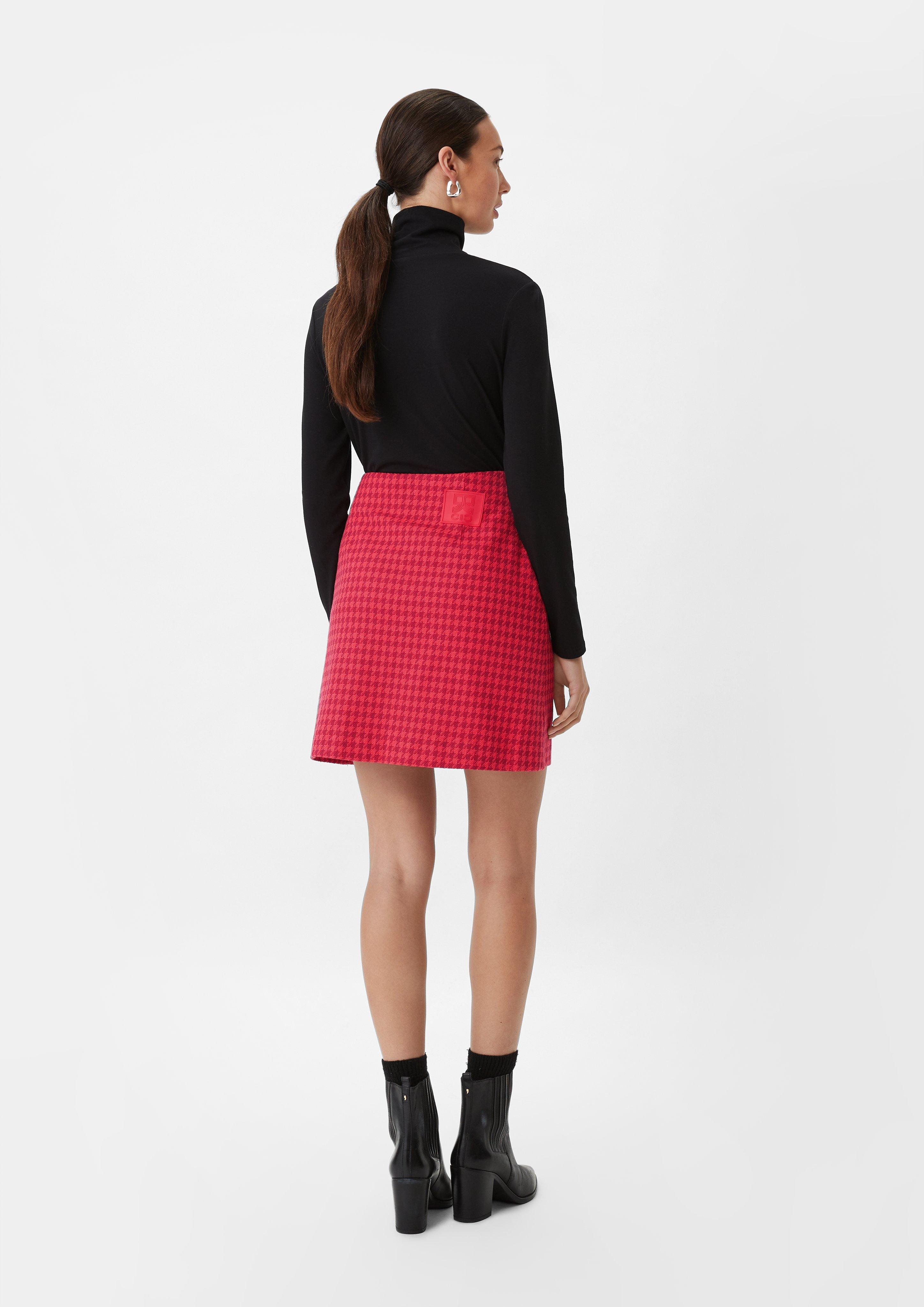 Minirock mit Hahnentritt-Muster - fuchsia