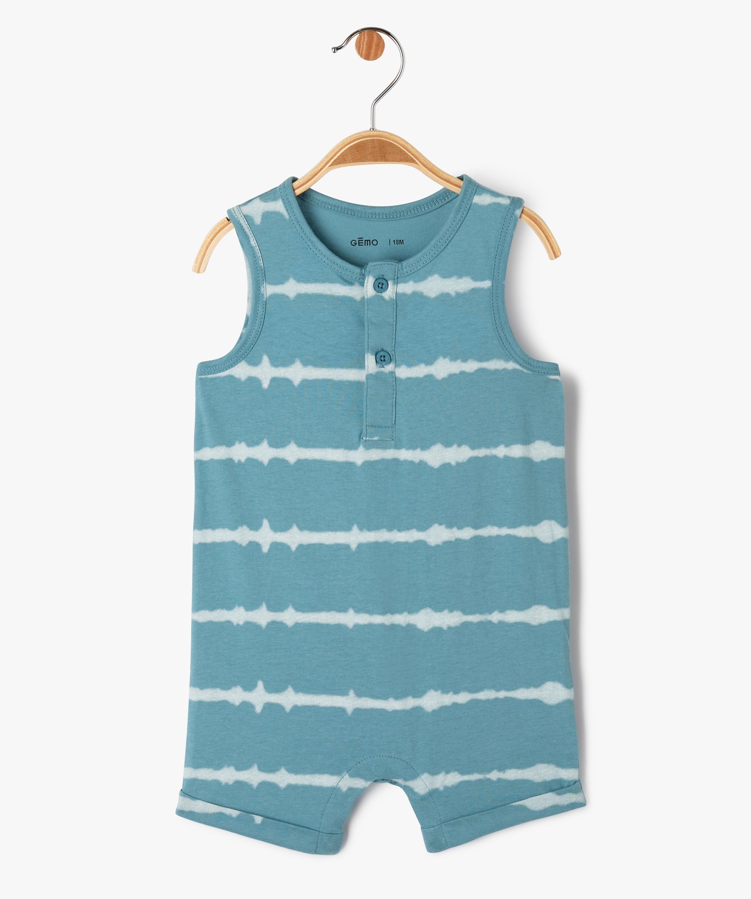 Combishort sans manches en coton imprimé bébé Garçon bleu | GEMO