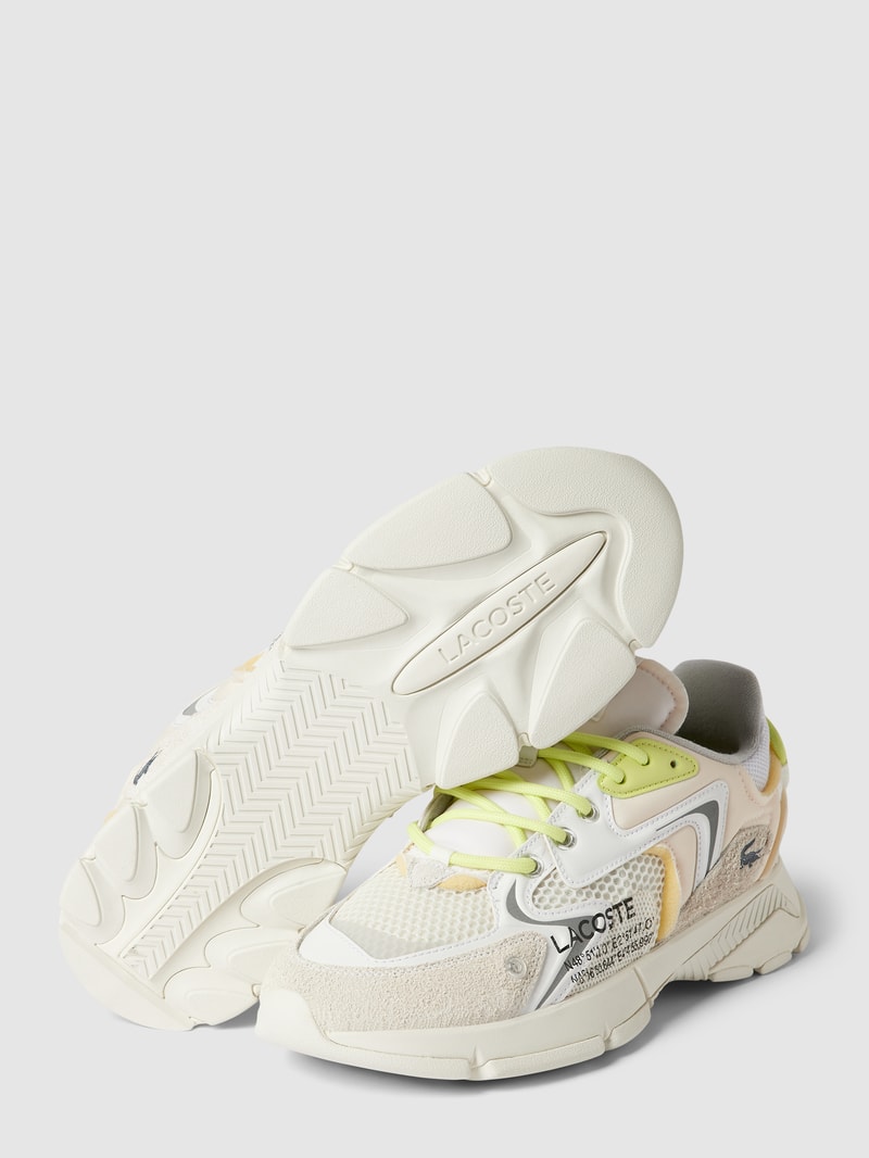 Sneaker aus Leder-Mix mit Kontrastbesatz in offwhite