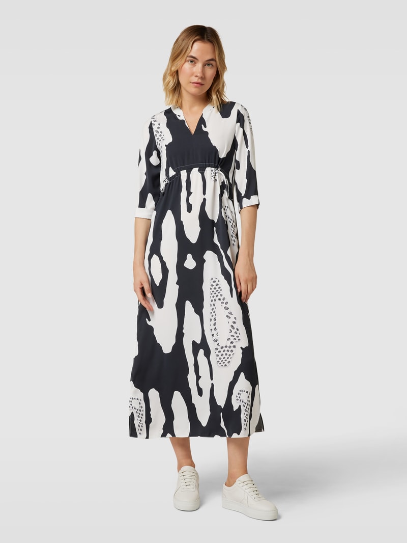 Maxikleid mit Allover-Muster in marineblau