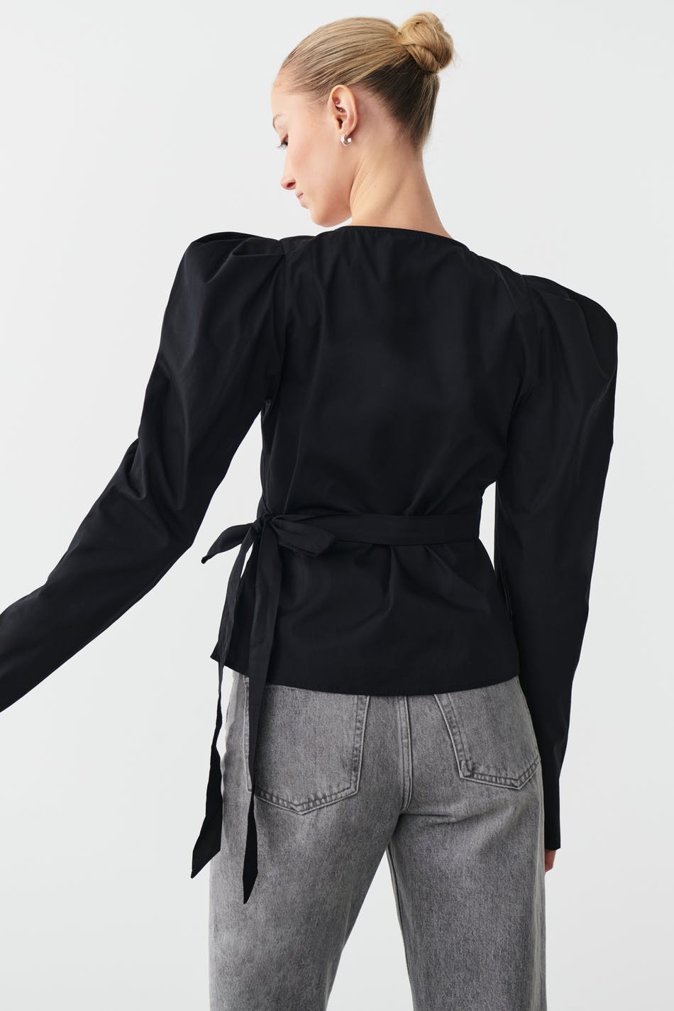 Wrap poplin blouse