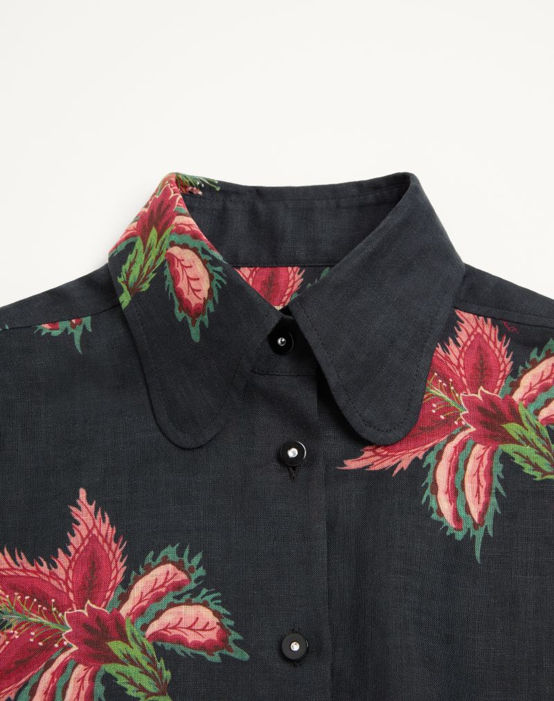 Camisa de linho com estampa floral