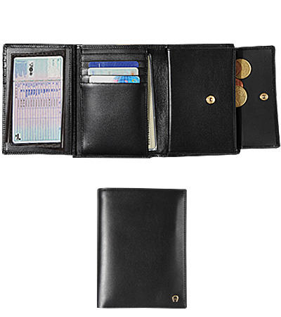 AIGNER, Geldbörse,Kalbleder, schwarz