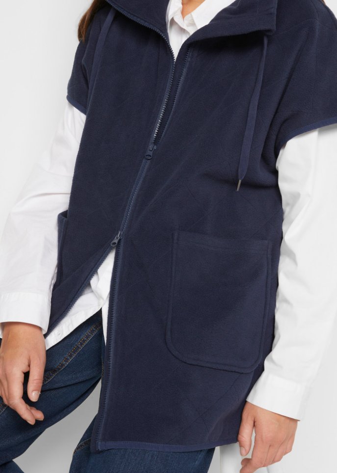 Fleece Weste mit Rautensteppung aus recyceltem Polyester