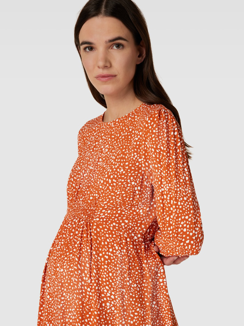 Umstands-Kleid aus reiner Viskose mit Allover-Muster in rostrot