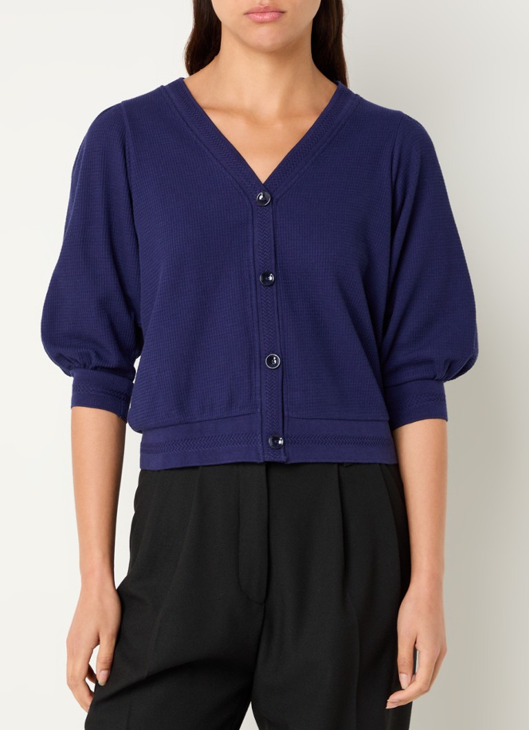 Gilet Sessùn Carbonel in maglia fine, misto cotone biologico, maniche a palloncino