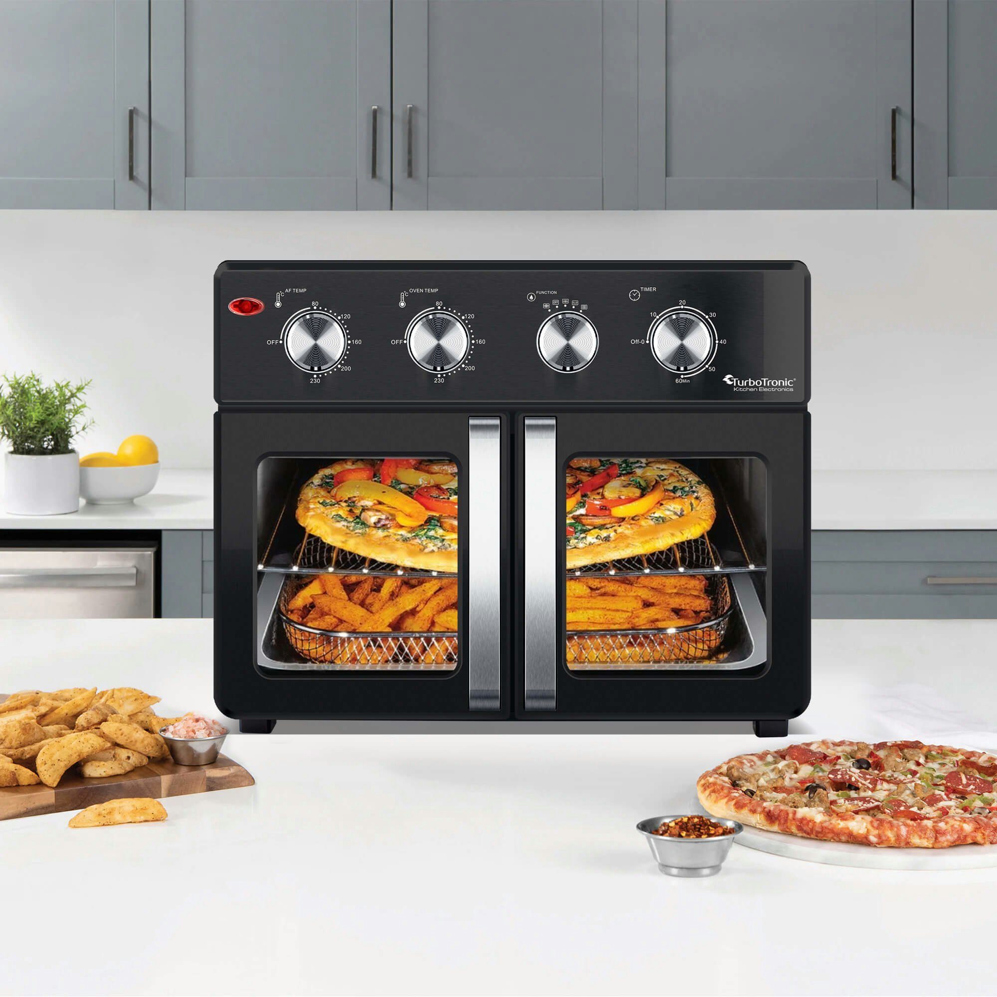 TurboTronic by Z-Line Minibackofen Digitaler Heißluftofen XXL, AF32MFD -32 Liter mit Drehspieß 4in1