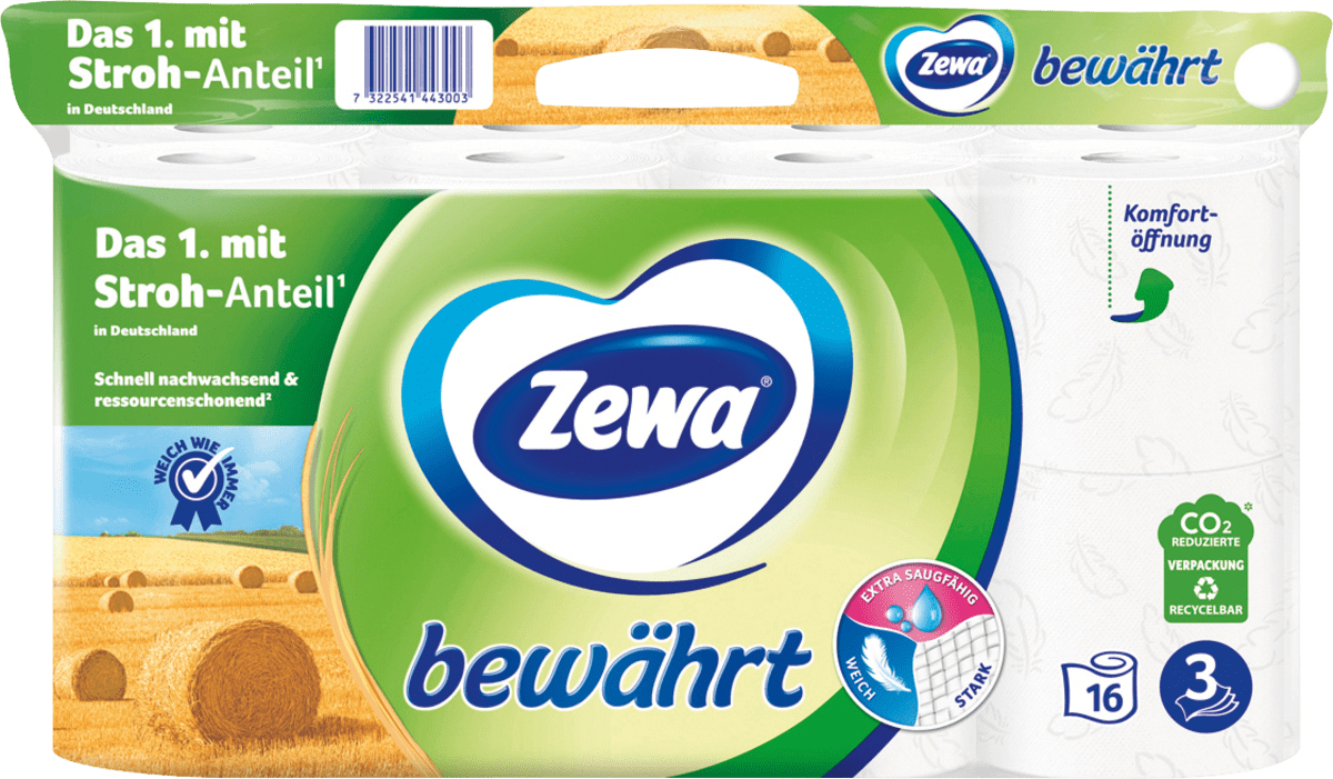 Toilettenpapier bewährt 3-lagig (16x150 Blatt), 16 St