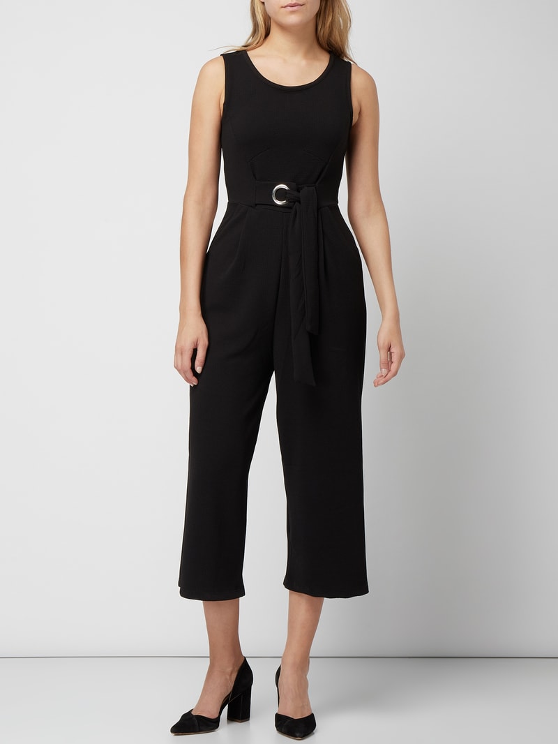 Jumpsuit mit feiner Struktur in schwarz