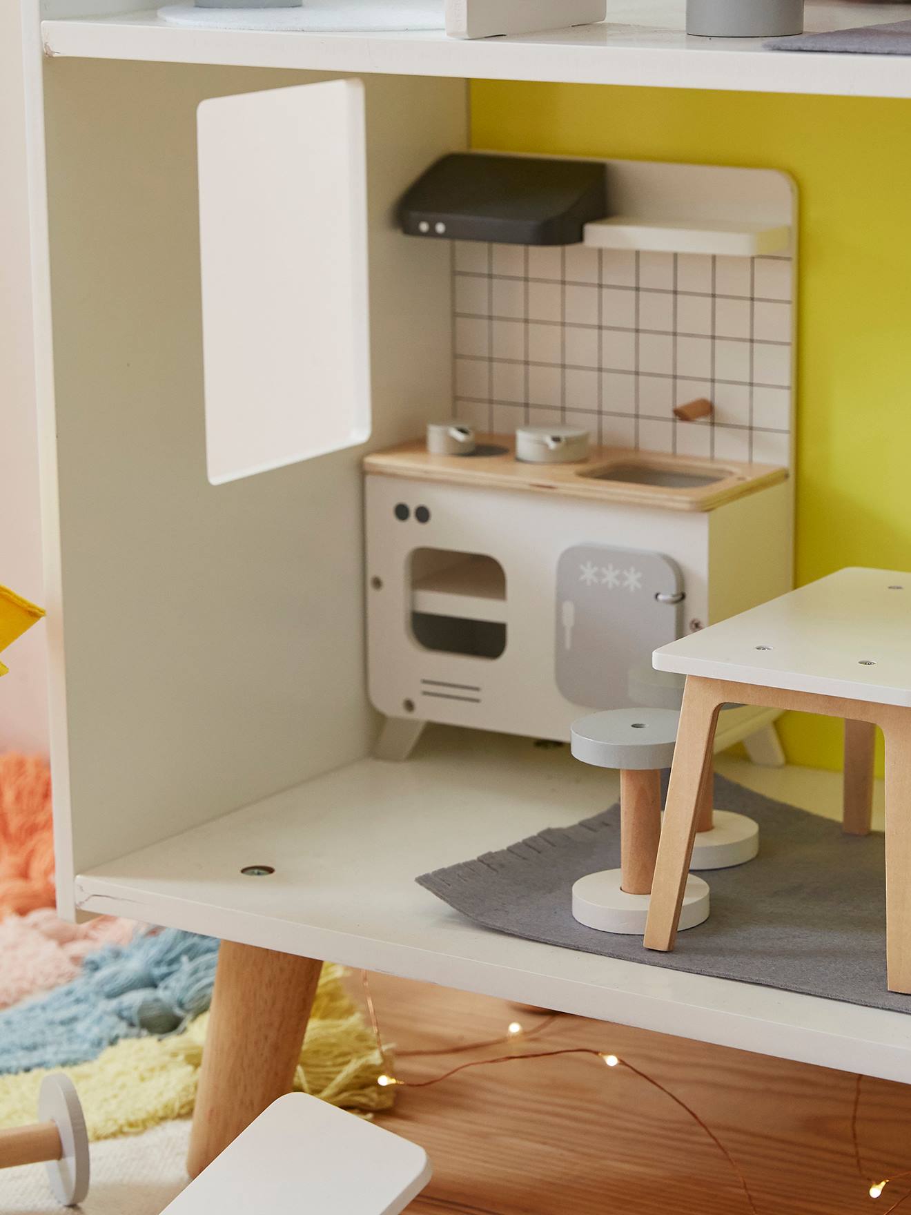 Mobilier de cuisine pour poupée mannequin en bois FSC® blanc