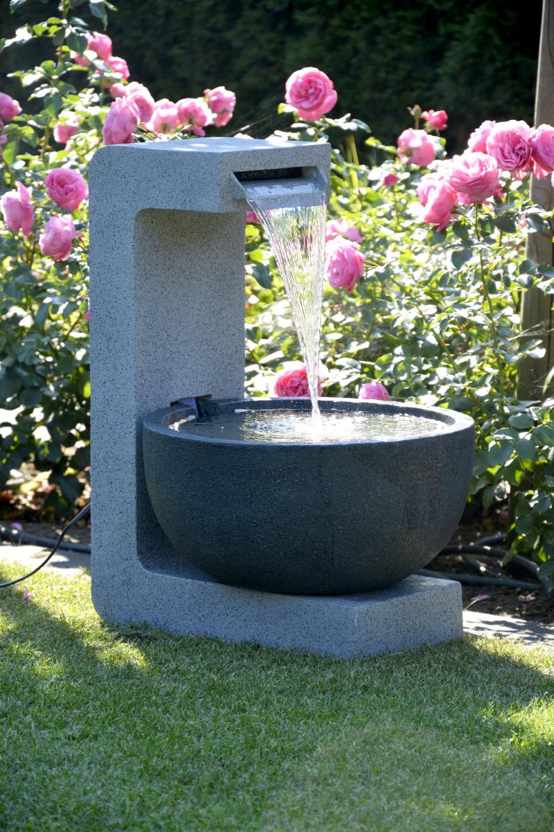 dobar Runder Design-Gartenbrunnen mit LED´s