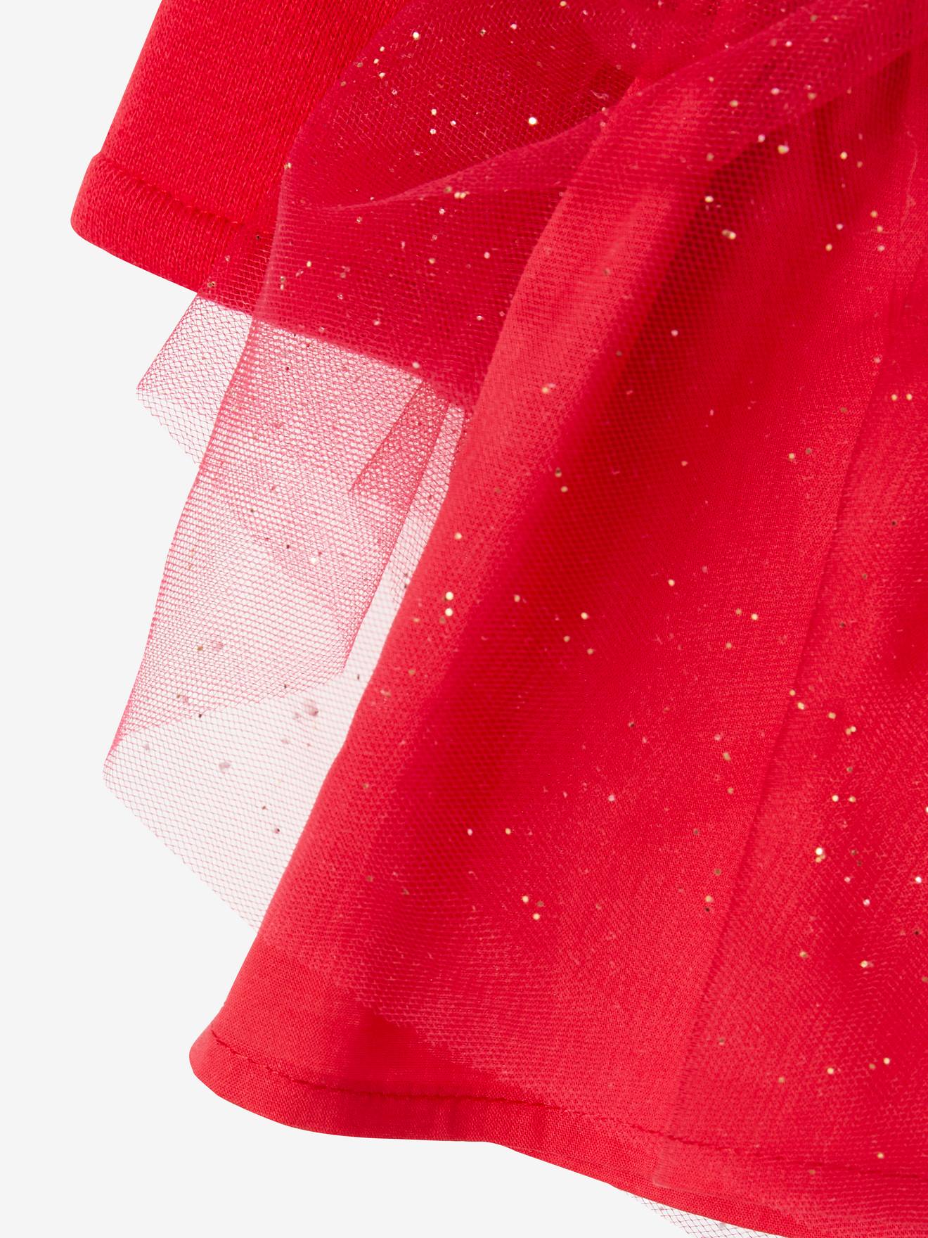 Robe de fêtes effet 2 en 1 et son bandeau bébé rouge brique