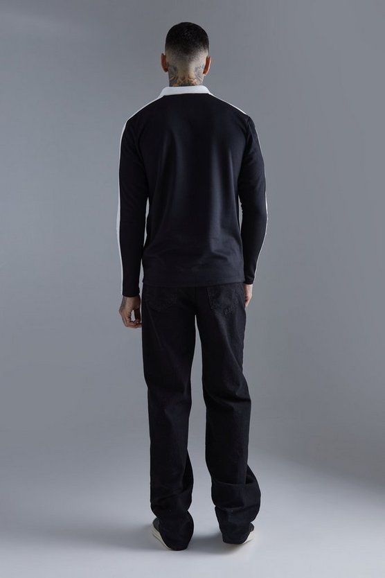 Tall langärmliges Slim-Fit Poloshirt