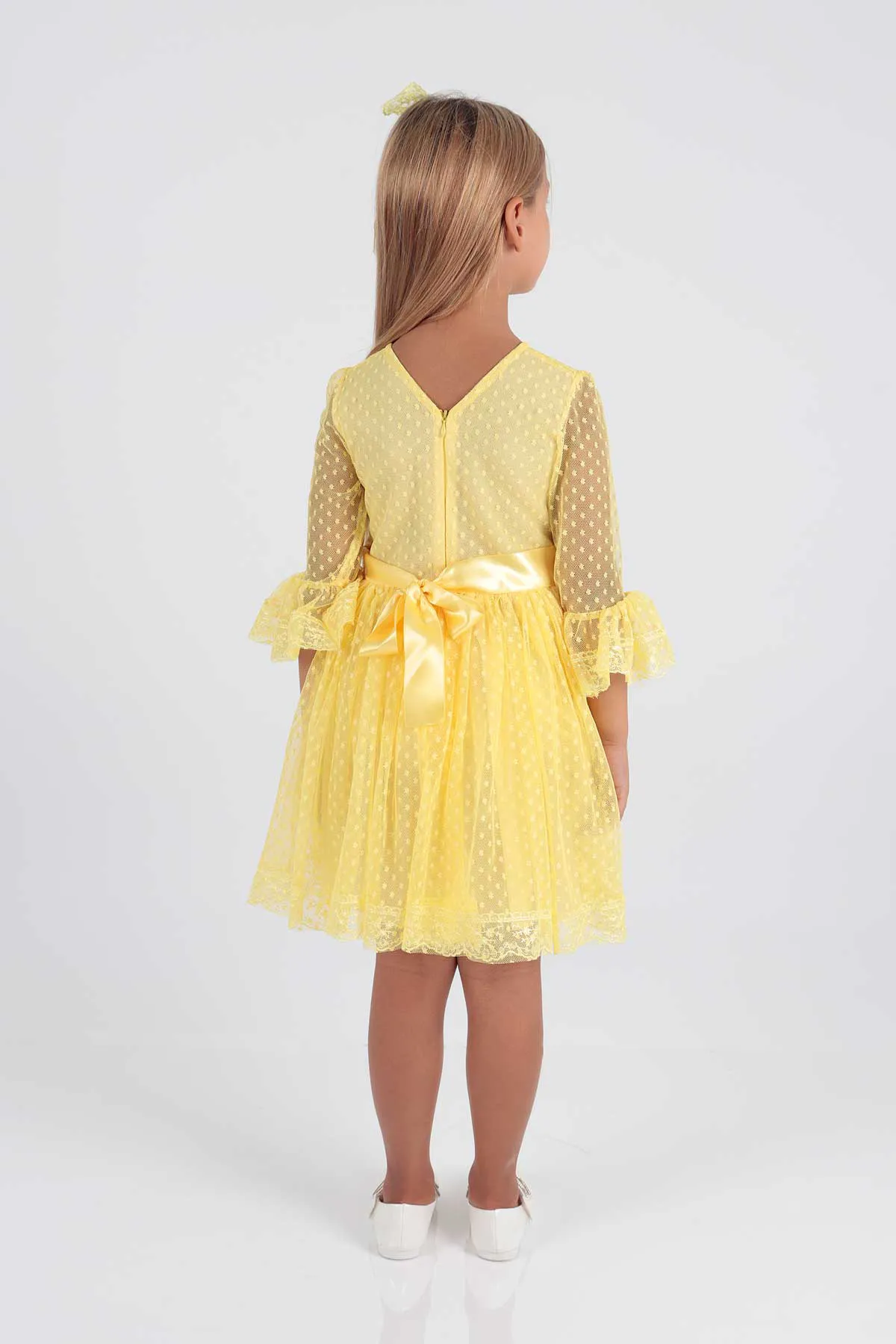 AHENGİM  Trendiges Abendkleid für Mädchen mit Schnalle und Tüllspitze Ak2209