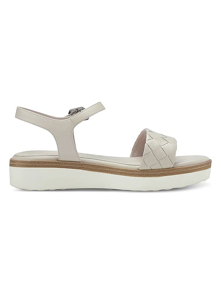Tamaris Leder-Keilsandaletten in Creme günstig kaufen 40