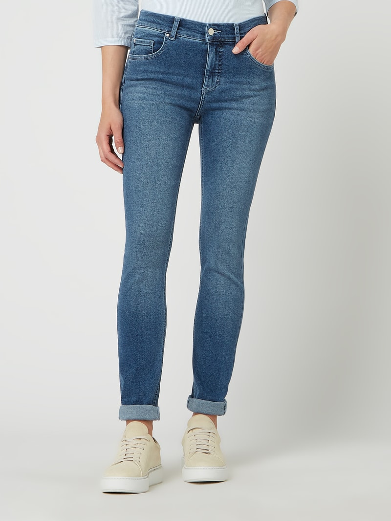 Skinny Fit Jeans mit Label-Patch in blau