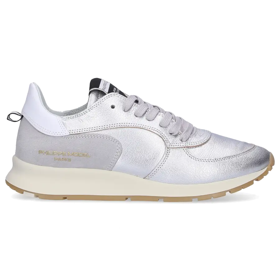 Philippe Model - Sneaker low MONTECARLO Kalbsleder Logo silber - grau