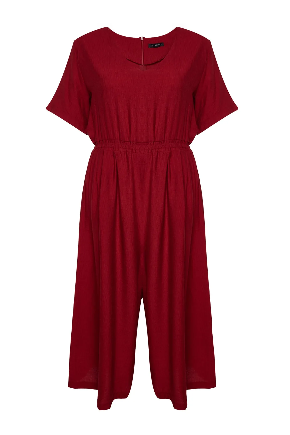 Trendyol Curve  Burgunderfarbener, gewebter Overall mit elastischem Bund TBSSS22BG0017