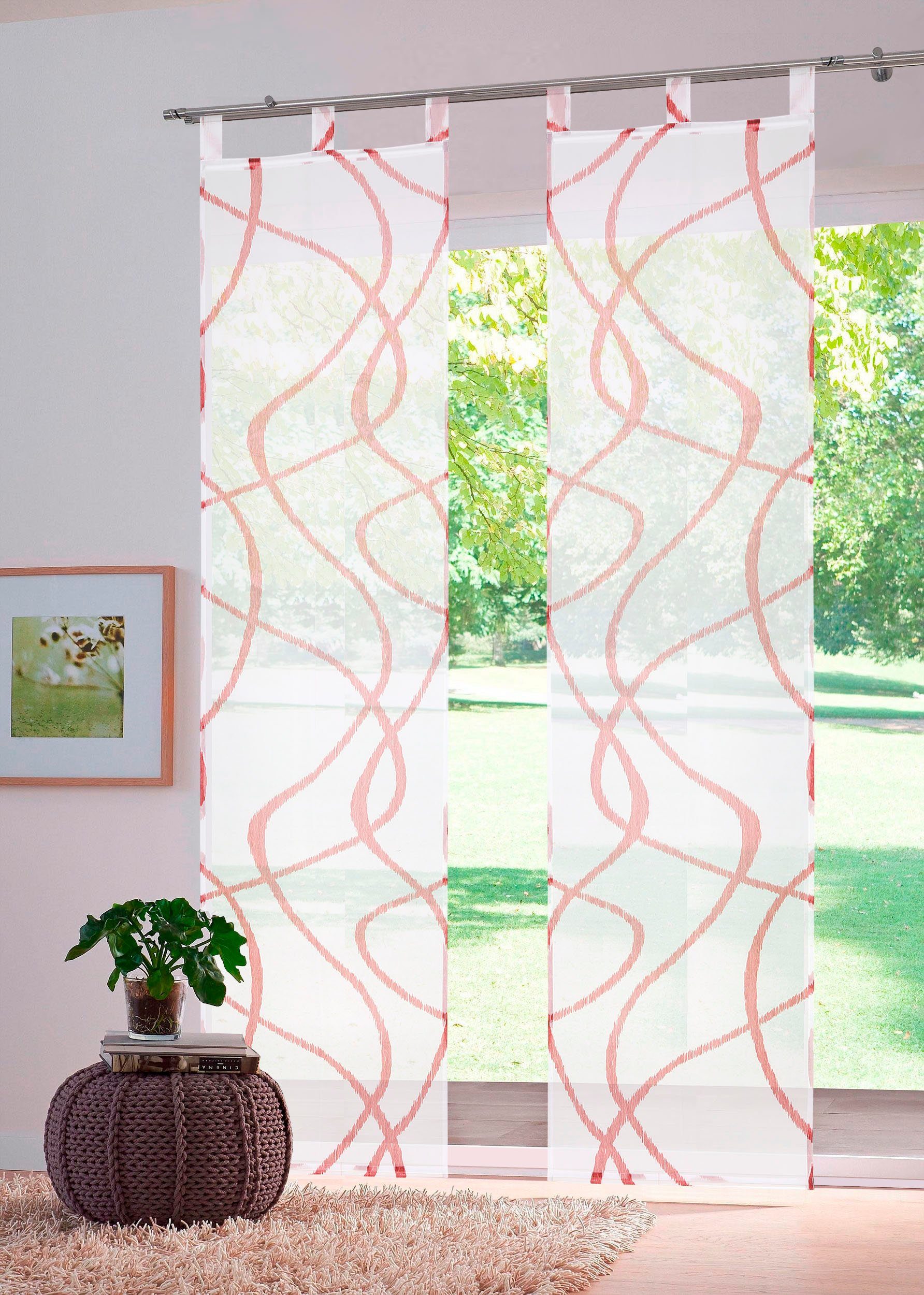 Schiebegardine Bene, my home, Schlaufen (2 St), transparent, Polyester, Inkl. Beschwerungsstange, transparent, glatt, gemustert