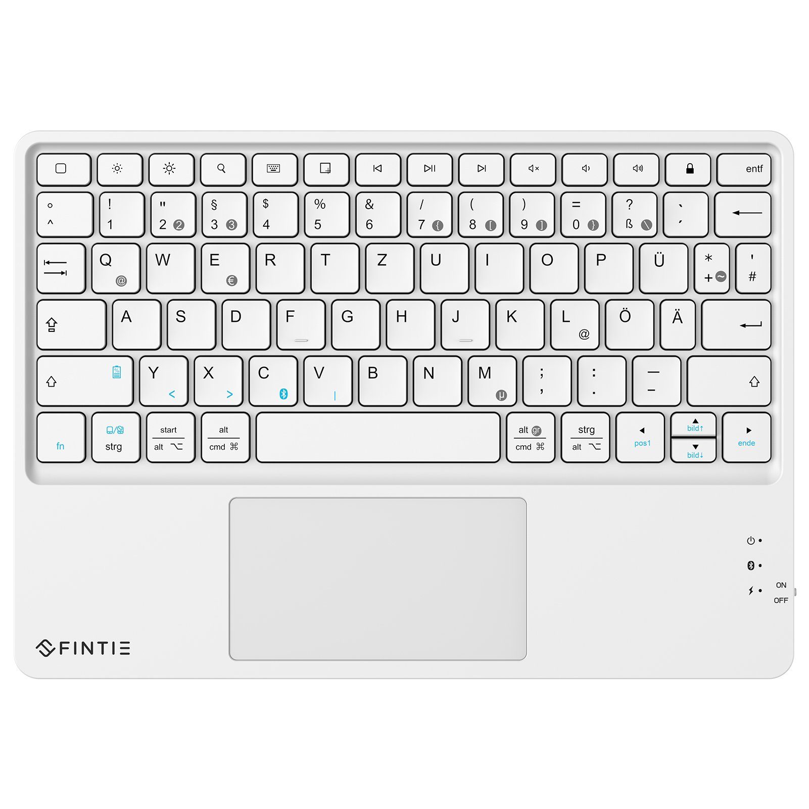 Fintie Kabellose Bluetooth Tastatur mit Touchpad, Deutsch Layout Tastatur Tablet-Tastatur (für iPad, Samsung, Lenovo Tablets, iPhone, Smartphone, Android-Tablets)