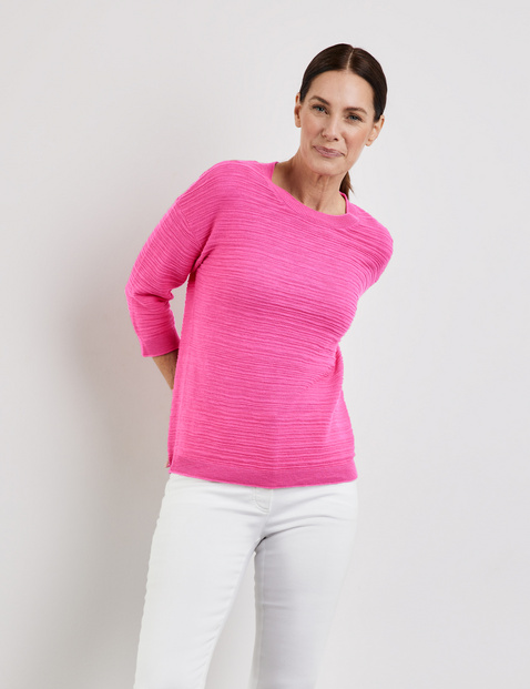 3/4 Arm Pullover aus Baumwoll-Leinen