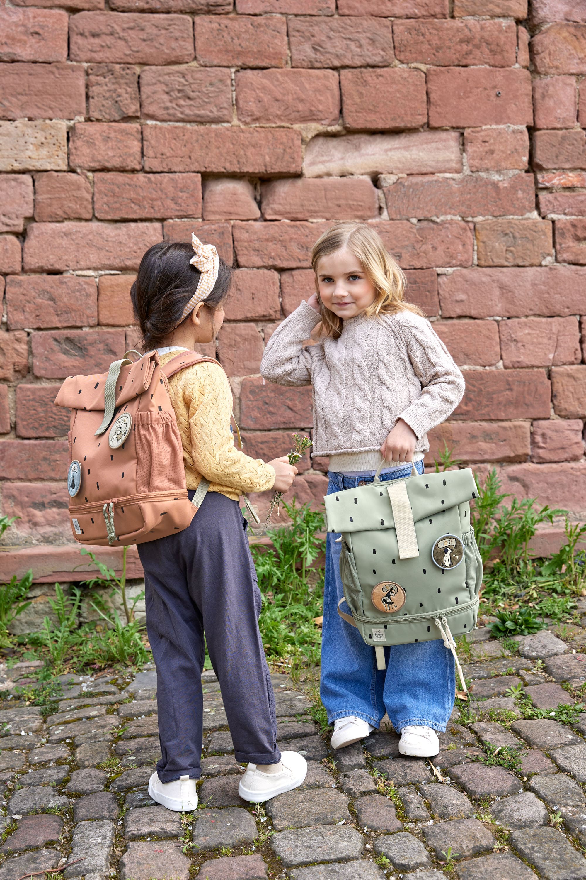 Kindergartenrucksack Rolltop - Happy Prints, Oliv