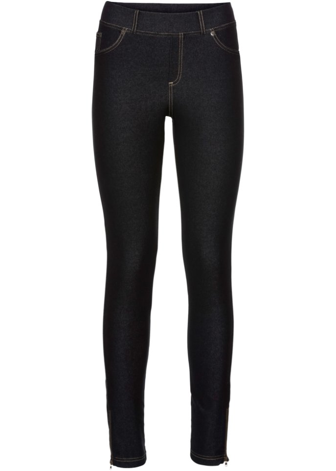 Leggings in Jeansoptik mit Zipper
